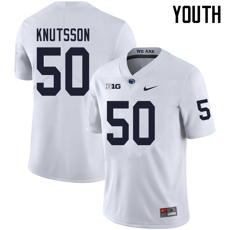 Youth #50 WIll Knutsson Penn State Nittany Lions College Football Jerseys Sale-White